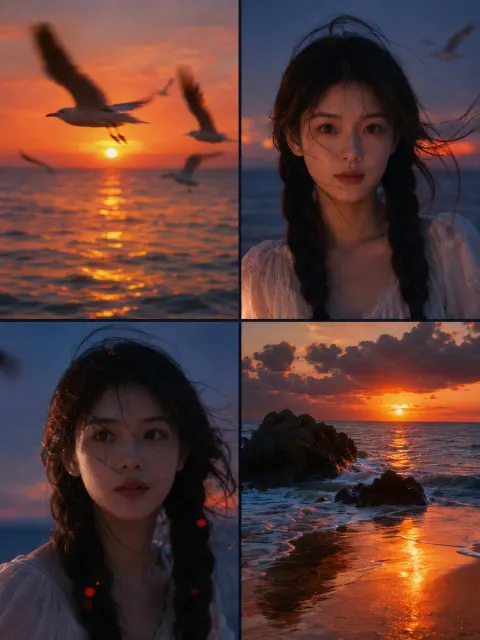 Cinematic Seaside Sunset Film Collage