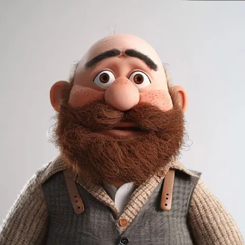 Bald Bearded Man as Muppet Style Plush Puppet