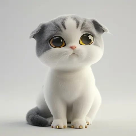 Brave Scottish Fold Kitten 3D Cartoon Character