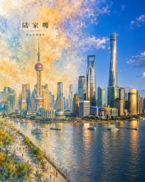 City Awakening from Watercolor