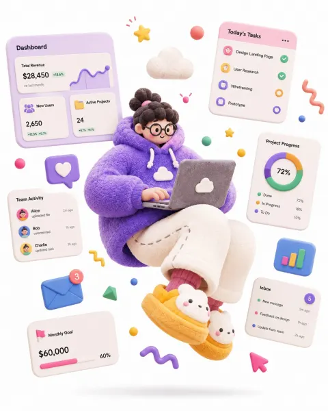 Fun SaaS Designer 3D Illustration