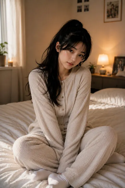 Cozy Korean Bedroom Afternoon Portrait
