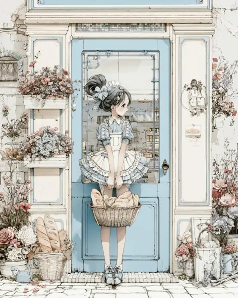 Cozy Anime Bakery Girl