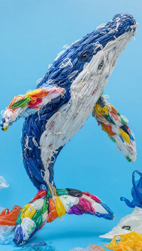 Recycled Plastic Bag Marine Animal Sculpture