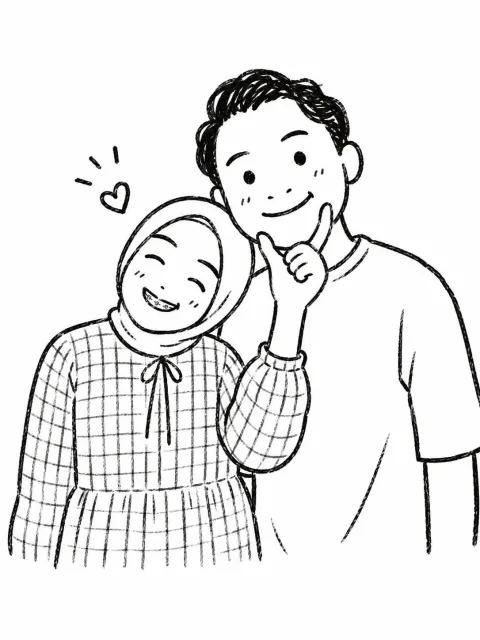 Cute Doodle Couple Portrait