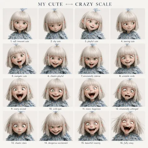 Cute Crazy Emotion Scale Grid