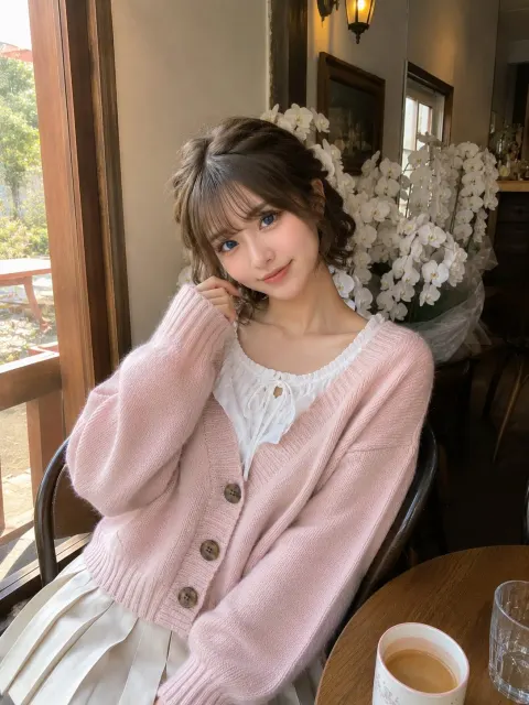 Café Girl Heart Smile