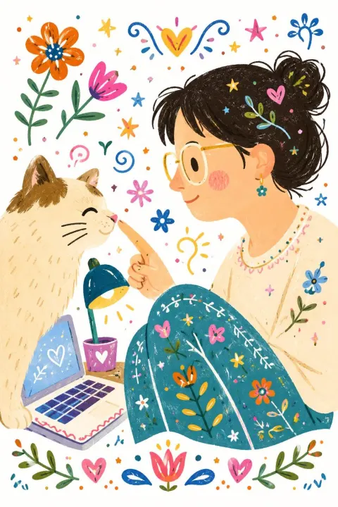 Whimsical Folk Flat Graffiti Illustration