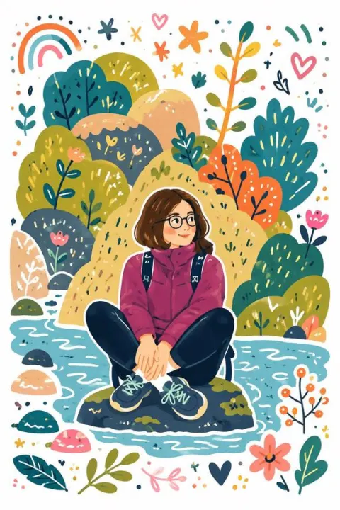Folk Graffiti Flat Illustration