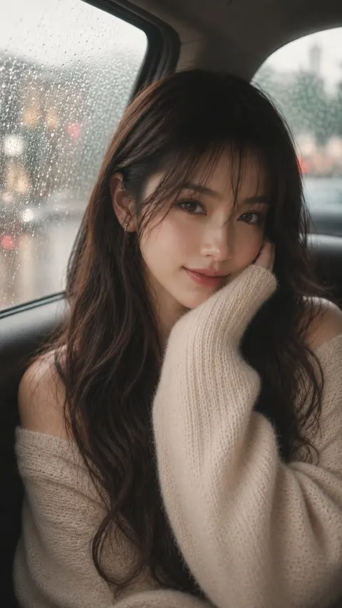 Dreamy Rainy Car Portrait Cinematic