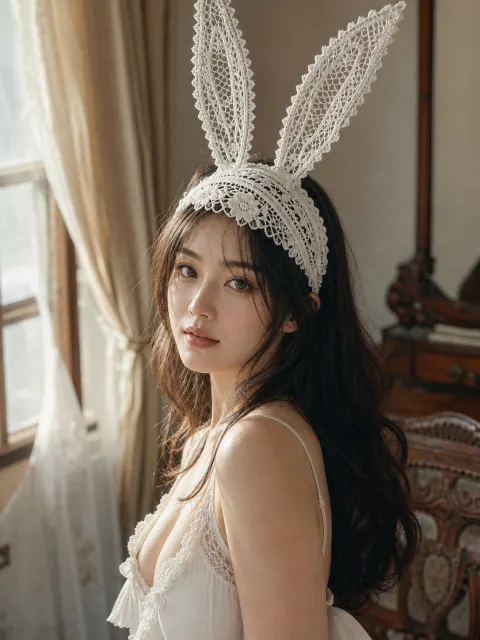 Lace Bunny Girl Portrait