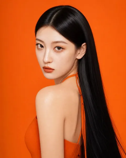 Porcelain Beauty in Orange Glow