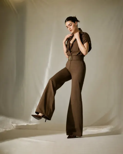Elegant Coffee Brown Jumpsuit Fashion