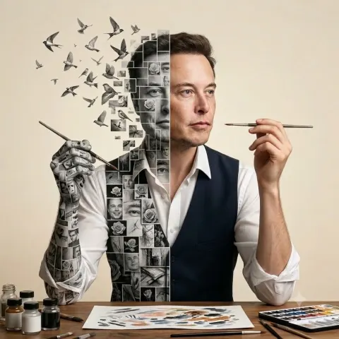 Musk Surreal Dual Art Portrait