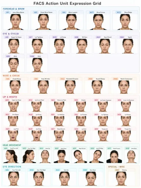 FACS Action Unit Expression Reference Grid