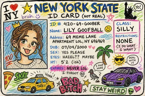 Messy Cartoon NY ID Card