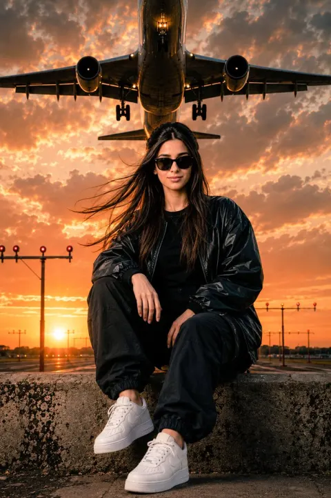 Airport Sunset Street Fashion Portrait
