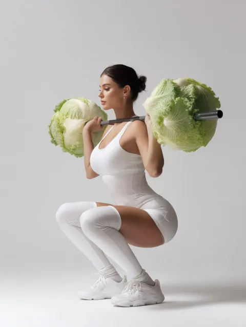 Cabbage Barbell Squat Aesthetic Shoot