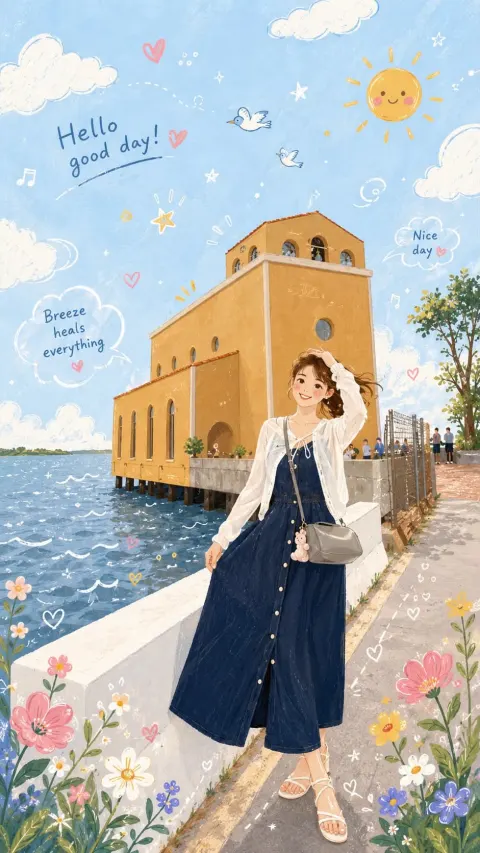 Photo to Folk Flat Illustration