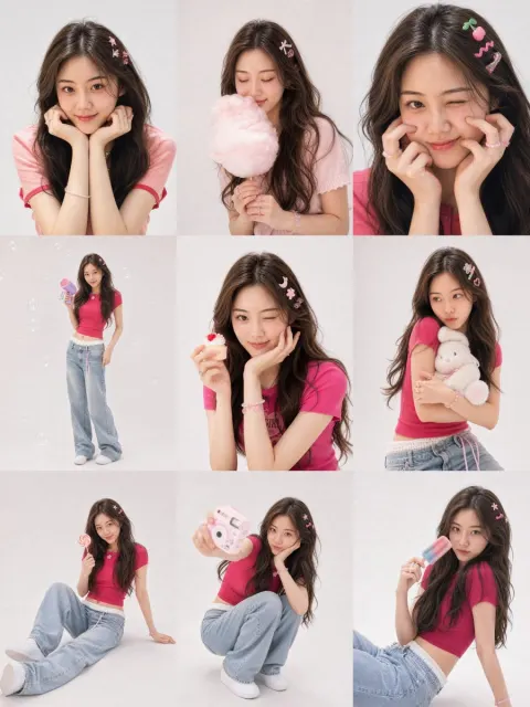 Witty Girl Nine-Grid Collage