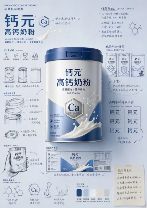 Hand-Drawn Packaging Proposal Board