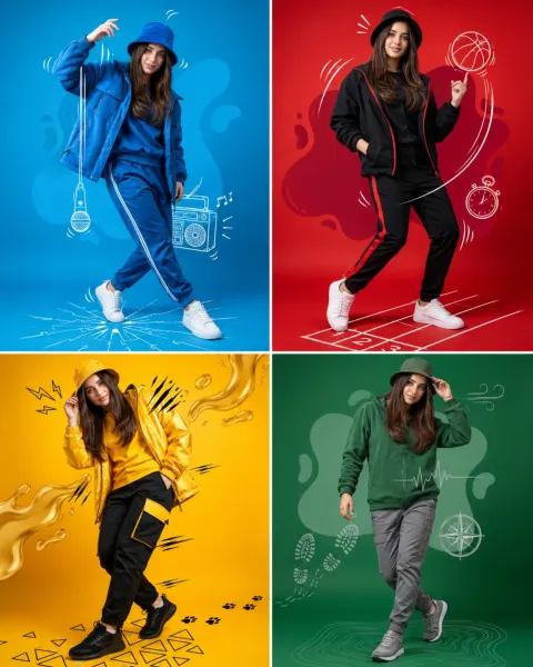 Colorful Sportswear Fashion Grid Poster
