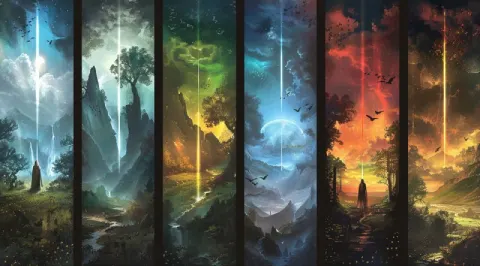 Lord of the Rings Characters Six-Panel Dark Fantasy Art