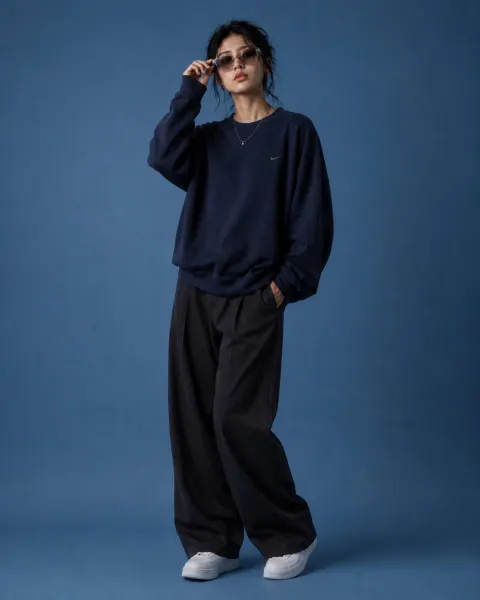Blue Studio Fashion Editorial Pose