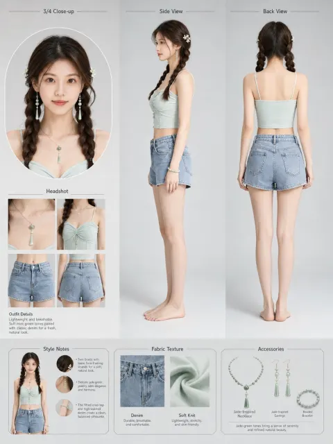 Fashion Portrait Multi-Angle Reference Sheet