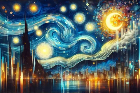 Futuristic Starry Night Cityscape