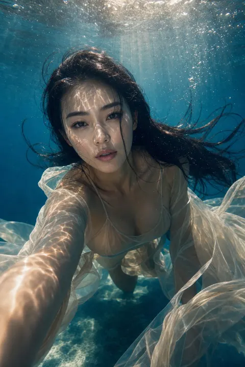 Cinematic Underwater Oriental Beauty