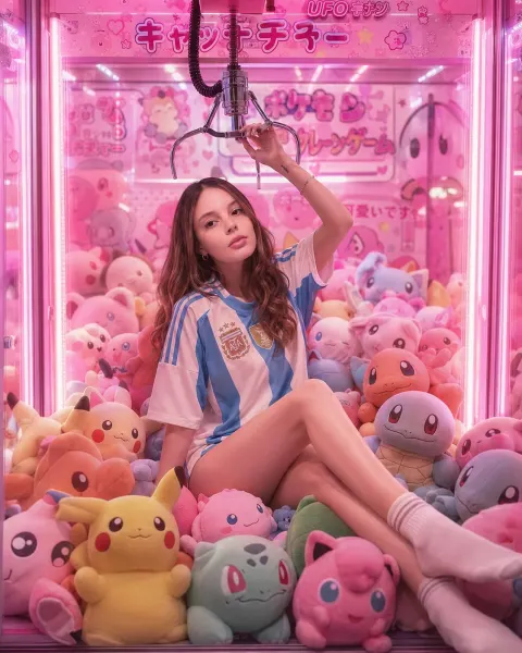 Girl Inside Pokemon Claw Machine