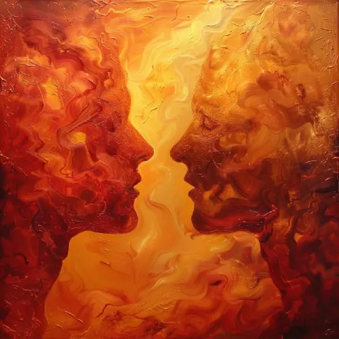 Mystical Soulmate Flames in Deep Red and Rich Gold