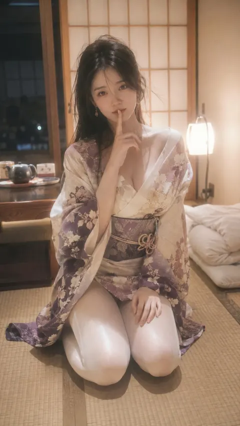 Intimate Japanese Kimono Bedroom Portrait