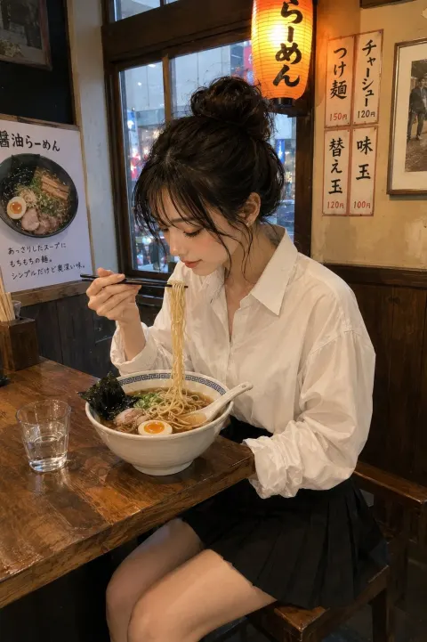 Cozy Ramen Girl Illustration