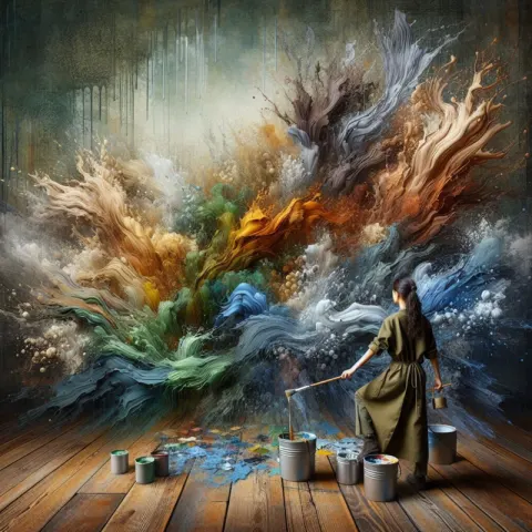 Epic Abstract Wall with Painter Woman