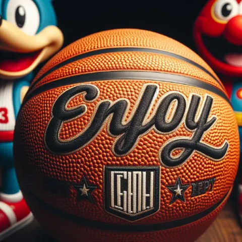 Close-Up Basketball With Keep Ballin Stitched Lettering