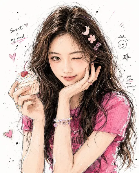 K-Style Hand-Drawn Graffiti Portrait