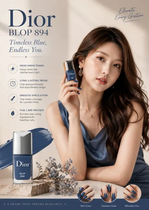 Luxury Navy Nail Polish Ad