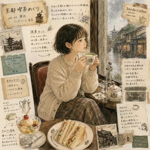 Kyoto Rain Café Aesthetic Portrait