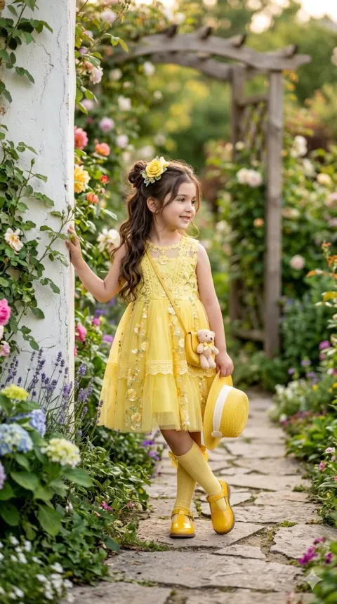 Girl Portrait in Yellow Garden