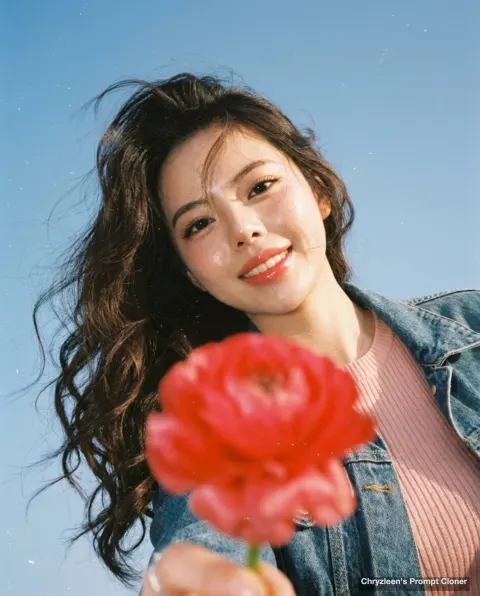 Red Flower in Windy Afternoon