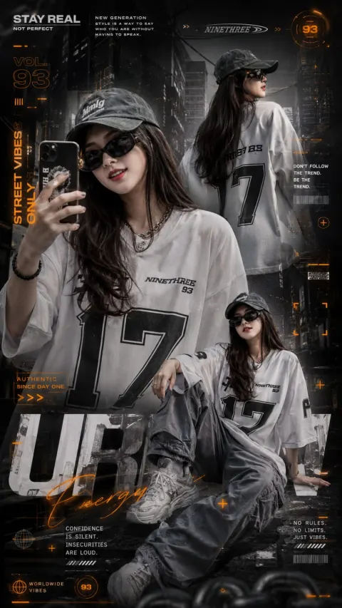 Neon Street Girl Collage