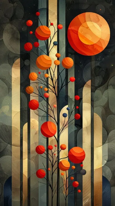 Abstract Art Deco Poster in Muted Colour Palette