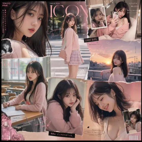 Tokyo Pink Luxe Fashion Collage