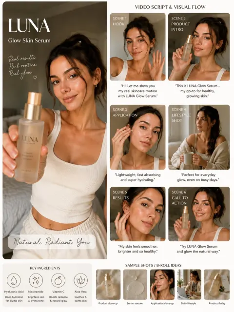 Luxury AI UGC Skincare Storyboard