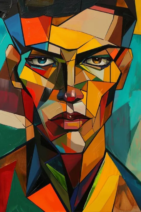Cubist Abstract Portrait of Hockey Player Dominic Moore