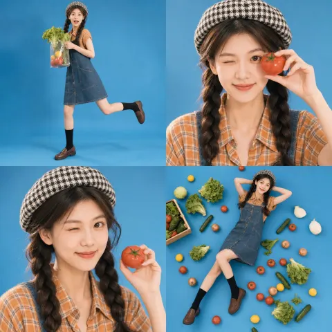 Cute Market Girl Photo Collage