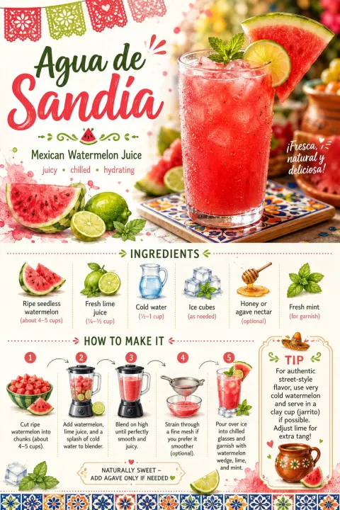 Mexican Watermelon Juice Recipe Card