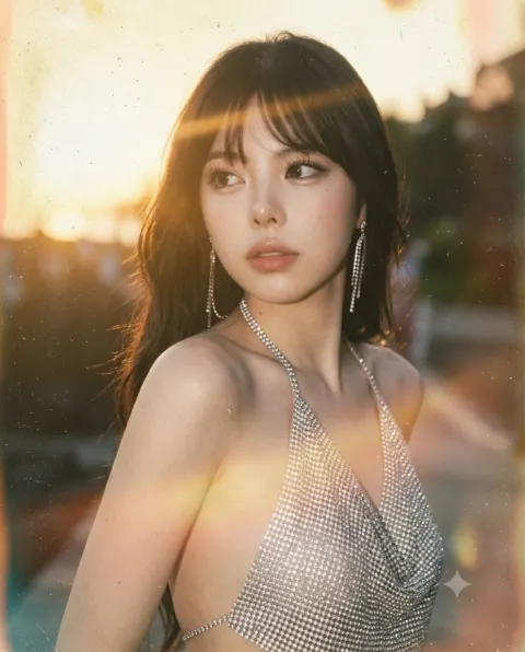 Vintage Y2K Sunset Portrait